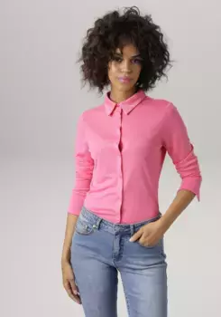 Блузка-рубашка Aniston CASUAL из структурированного крепового джерси, розовый