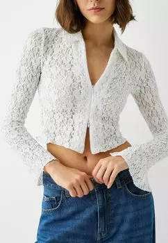 Блузка-рубашка Bershka, цвет white