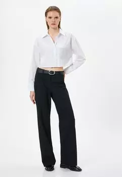 Блузка-рубашка Buttoned Pocket Detail Long Sleece Crop Koton, белая