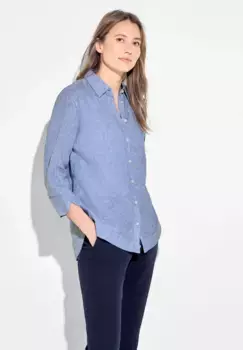 Блузка-рубашка Cecil с рукавами 3/4, цвет Linen Chambray Blue