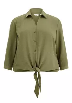 Блузка-рубашка Curve WE Fashion, зеленая