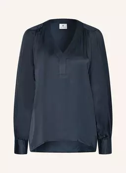 Блузка-рубашка флора из атласа DESOTO, темно-синий