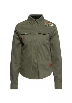 Блузка-рубашка, функциональная рубашка, функциональная куртка со съемной подкладкой из софтшелла Qk Приключенческое снаряжение — расправь крылья QUEEN KEROSIN, оливково-зеленый