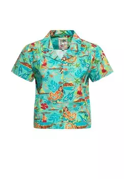 Блузка-рубашка гавайского дизайна QUEEN KEROSIN, мятный