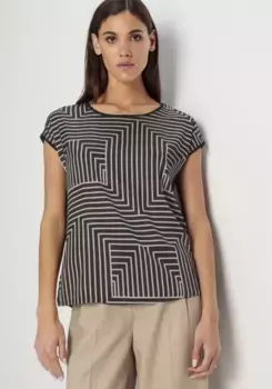 Блузка-рубашка HECHTER PARIS с красивым принтом по всей поверхности - НОВАЯ КОЛЛЕКЦИЯ, черный