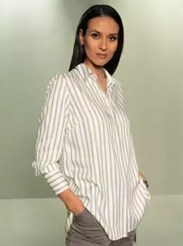 Блузка-рубашка Heine, цвет Wei-Sesam-Gestreift