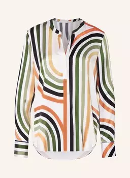 Блузка-рубашка HERZEN'S ANGELEGENHEIT, экрю/оливковый/темно-оранжевый