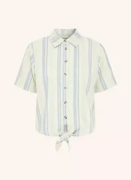 Блузка-рубашка ihlino с льном ICHI, цвет CREME/HELLBLAU