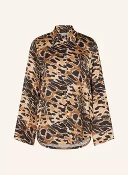 Блузка-Рубашка из атласа Miss Goodlife, коричневый