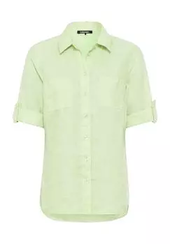 Блузка-рубашка из льна, рукава половина, воротник блузка, женская olsen, цвет Light Lime