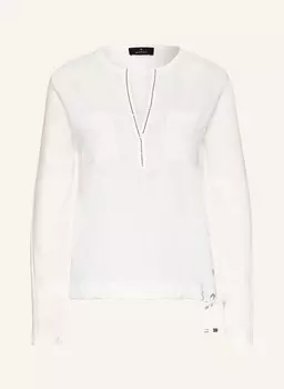 Блузка-рубашка из микса материалов с драгоценными камнями monari, белый