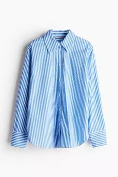 Блузка-Рубашка из поплина H&M, синий
