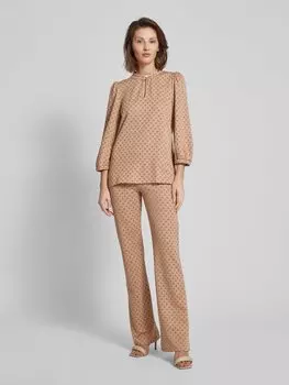 Блузка-рубашка из смесовой вискозы с узором по всей поверхности Be Pure Dutch, бежевый