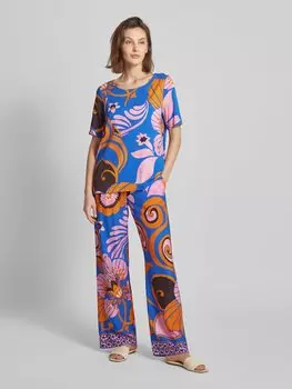 Блузка-рубашка из вискозы с цветочным узором Smith and Soul, синий