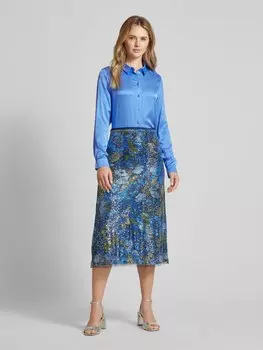 Блузка-рубашка из вискозы с планкой на пуговицах Milano Italy, синий