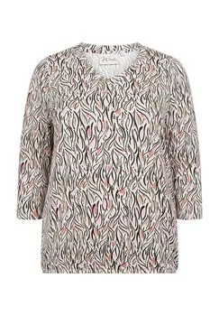 Блузка-рубашка Каллиста, V-образный вырез, рукав 3/4, женская Wasabi Concept, цвет Pink Combi