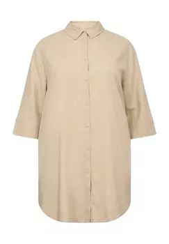 Блузка-рубашка «Коринна», содержание лен, рукав 7/8, женская Wasabi Concept, песочный