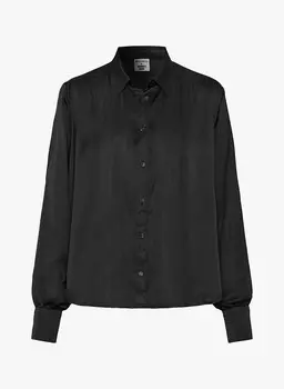 Блузка-Рубашка Лена из атласа Desoto, черный