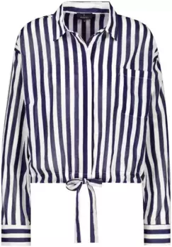 Блузка-рубашка Monari в полоску с завязкой, цвет Marine Wei Gestreift