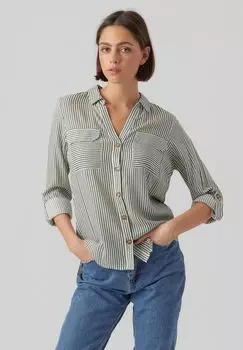 Блузка-рубашка, нагрудные карманы, женская VERO MODA, цвет Laurel