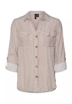 Блузка-рубашка, нагрудные карманы, женская VERO MODA, цвет Brown