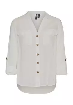 Блузка-рубашка, нагрудные карманы, женская VERO MODA, цвет Snow Neu