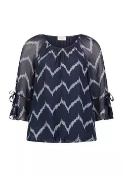 Блузка-рубашка, наполнение шелк, рукав 3/4, женская CARTOON, цвет Blue Dark Blue