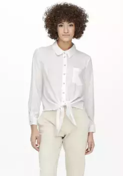 Блузка-рубашка ONLY "ONLLECEY LS KNOT SHIRT NOOS WVN", цвет Cloud Dancer