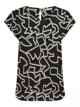 Блузка-рубашка ONLY "ONLNOVA LIFE S/S TOP AOP PTM", цвет Black Aop:475 Great Geo