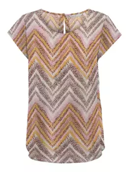 Блузка-рубашка ONLY "ONLNOVA LIFE S/S TOP AOP PTM", розовый