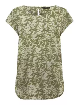 Блузка-рубашка ONLY "ONLNOVA LIFE S/S TOP AOP PTM", зеленый