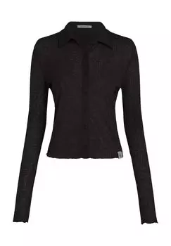 Блузка-рубашка, планка на пуговицах, волнистый низ, для женщин Calvin Klein Jeans, цвет Beh Black