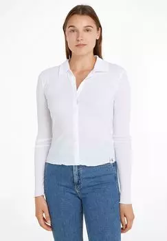 Блузка-рубашка, планка на пуговицах, волнистый низ, для женщин Calvin Klein Jeans, цвет Yaf Bright White