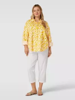 Блузка-рубашка PLUS SIZE со сплошным узором, модель 'FARETRA' Marina Rinaldi, оранжевый