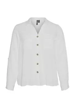 Блузка-рубашка, полоски, карманы с клапанами, женская VERO MODA, цвет Snow White