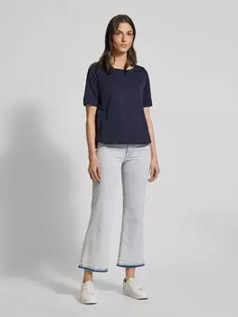 Блузка-рубашка прямого кроя с круглым вырезом Milano Italy, темно-синий