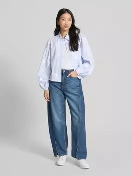 Блузка-рубашка прямого кроя с кружевной отделкой, модель «PALOMA» Mango, светло-голубой