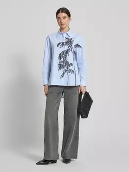 Блузка-рубашка прямого кроя с нагрудным карманом, модель «LAMBERT» MAX&Co., синий