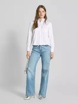 Блузка-рубашка прямого кроя с нагрудным карманом с клапаном Zero, белый