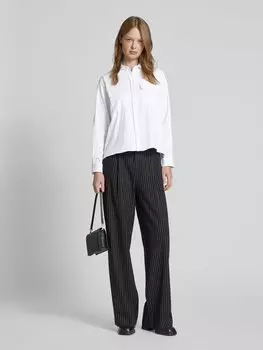 Блузка-рубашка прямого кроя с нагрудными карманами с клапанами Milano Italy, белый