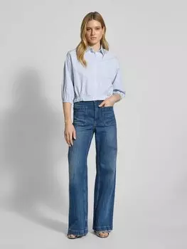 Блузка-рубашка прямого кроя с рукавами 3/4 Emily Van den Bergh, синий