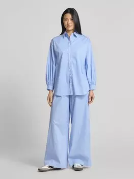 Блузка-рубашка прямого кроя с рукавами-фонариками, модель «LUNA» VILLA SOPHIE, светло-голубой