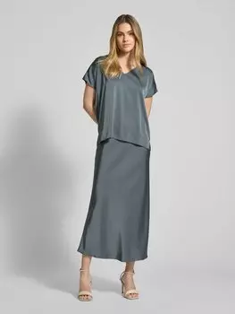 Блузка-рубашка прямого кроя с V-образным вырезом V by Vera Mont, антрацит