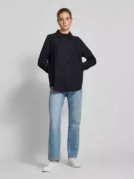 Блузка-рубашка прямого кроя с застежкой на пуговицы по всей длине My Essential Wardrobe, темно-синий