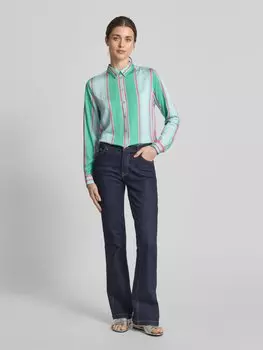 Блузка-рубашка прямого кроя с застежкой на пуговицы по всей длине Milano Italy, зеленый