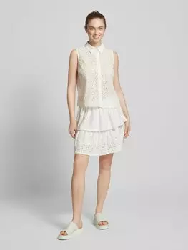 Блузка-рубашка с ажурной вышивкой QS, белый