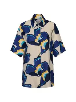 Блузка-Рубашка с цветочным принтом Seidensticker, синий