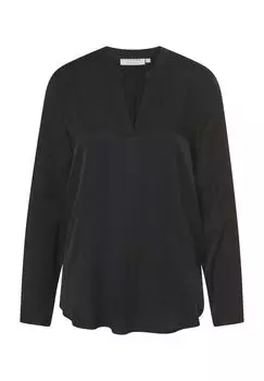 Блузка-рубашка с длинными рукавами, однотонная, женская ETERNA, черный