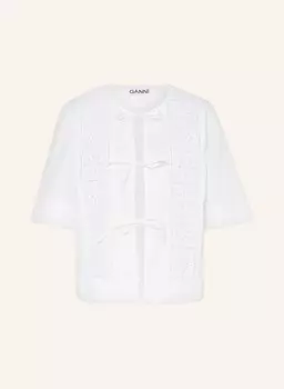 Блузка-Рубашка с дырочным кружевом Ganni, белый