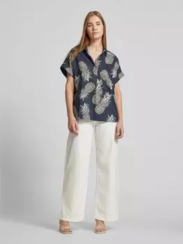 Блузка-рубашка с коротким рукавом, модель «DERRY» 0039 Italy, темно-синий